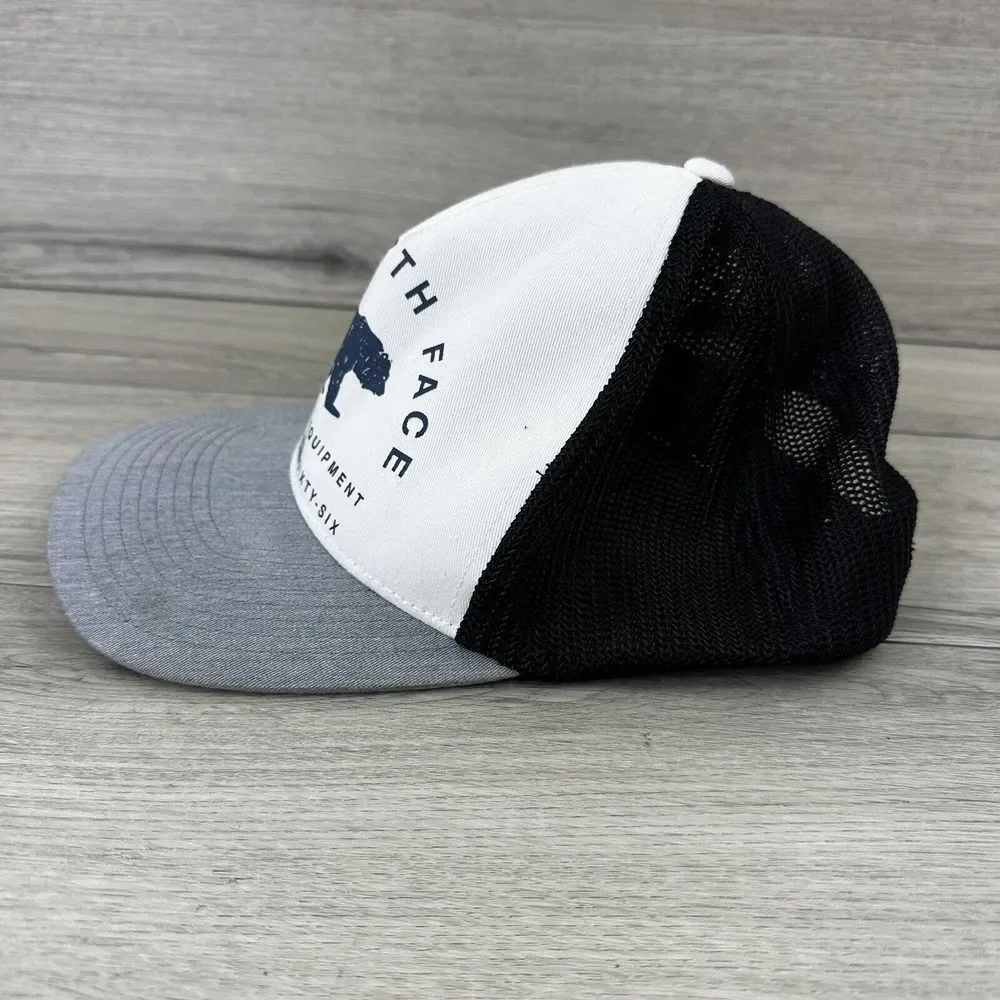 The North Face Snapback Hat Unisex One Size White Gray Mesh Back‎ Cotton